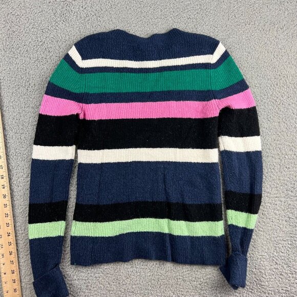 Halogen Multicolor Knit Crewneck Sweater Multi Stripe Womens Size XS Navy Blue - Picture 6 of 6